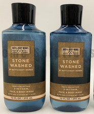 Bath  Body Works Men's Stone Washed 3-in-1 Hair Face  Wash Gel S/2 9055