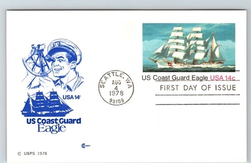 S06-2596, US COAST GUARD EAGLE, POSTAL CARD, CCACHETS FIRST DAY COVER