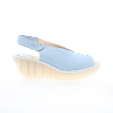 Fly London Yeay YEAY387FLY-010 Womens Blue Leather Wedges Sandals Shoes 42