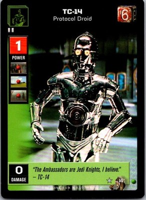 Star Wars Young Jedi CCG Boonta Eve Podrace TC-14 Protocol Droid # 35