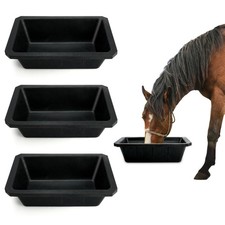 3Pcs Large Rubber Feeder Pan, 10 Quart/2.5 Gallon Horse Feed Bucket Water Bow...