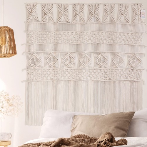 Macrame Wall Hanging Macrame Curtains Boho Door Curtain Panels Handmade Wall ... - Picture 2 of 7
