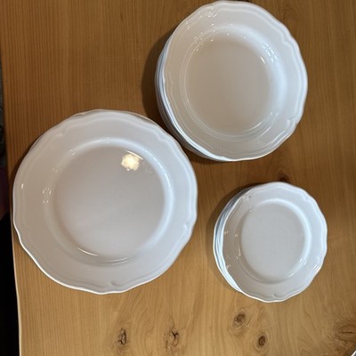6 IKEA White Porcelain Scalloped Plates 5 Salad Plates 6 Bowls