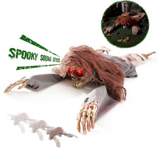 Halloween Animatronic 45" Crawling Zombie - Animated Skeleton Decorations With S