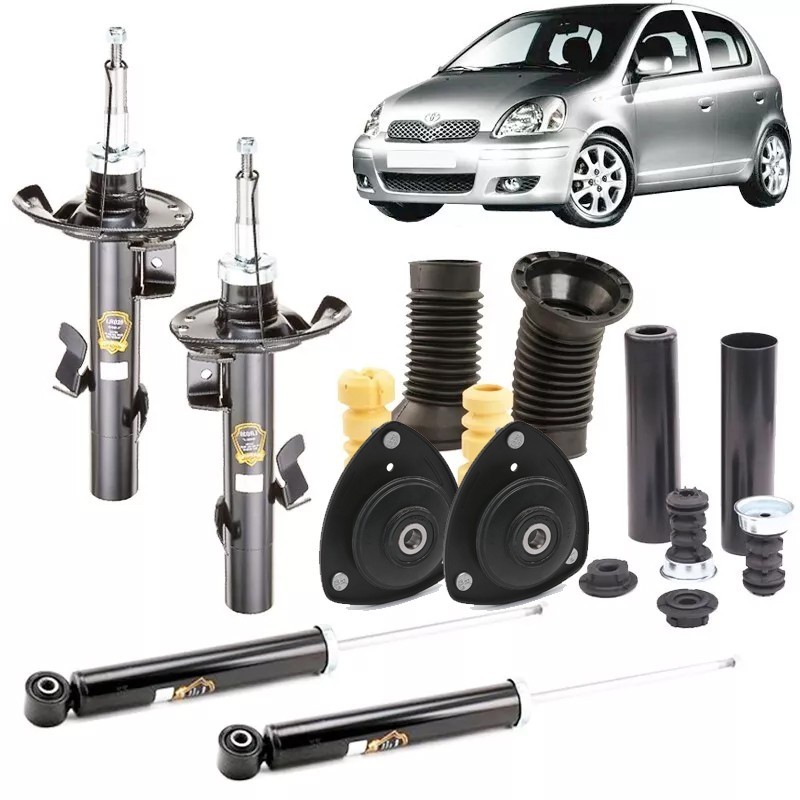 Kit 4 Ammortizzatori per Toyota Yaris Dal 1999 Al 2005 con Tamponi e Supporti - Immagine 1