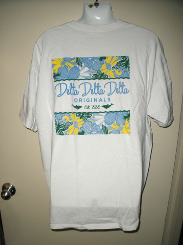 #H Tri Delta Delta Delta XL White Flowers Dolphins Originals