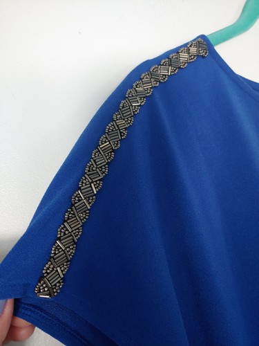 Dana Buchman XL Royal Blue Stretch Top with Beading - Bild 3 von 4