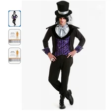 Dark Mad Hatter Alice Adult Cosplay Costume Tuxedo Hat Pants Mens Size XL NWT