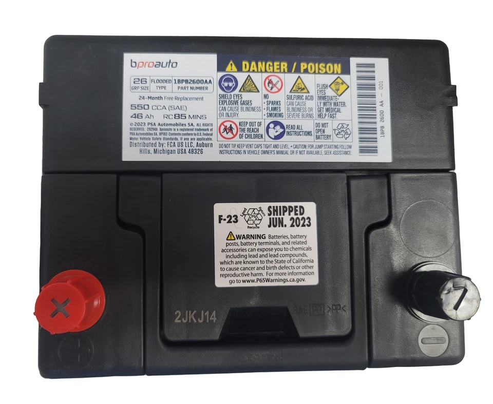 BPROAUTO Vehicle Battery 1BPB2600AA GROUP SIZE 26 Local Pick Up Only - Image 2 of 2
