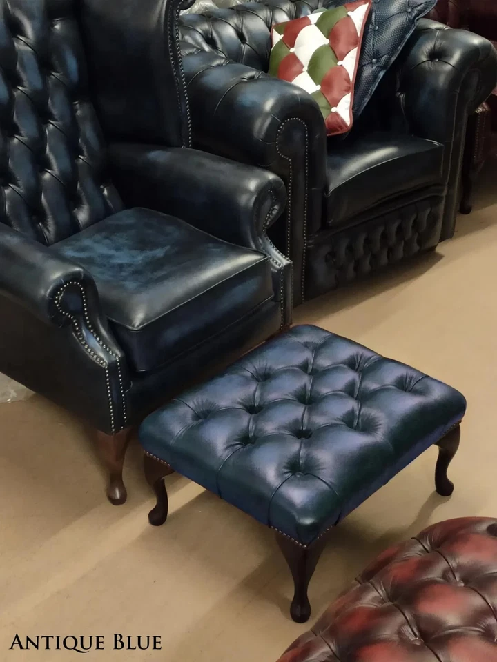 Footstool Chesterfield Queen Anne Italian Premium Quality Leathers Traditional - Image 4 of 4