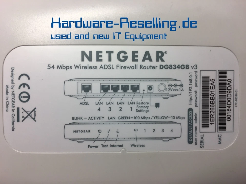 NETGEAR 54 Mbps Wireless ADSL Firewall Router DG834GB v3 - Bild 3 von 4