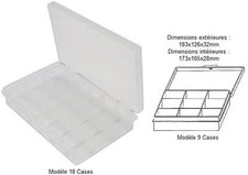 BOITE A 18 CASES PLASTIQUE POUR PERLES PECHE BRICOLAGE - NEUF !