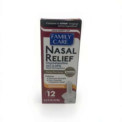 24 Pack - Family Care Decongestant Pump Mist Spray - 0.5fl oz Nasal Spray Relief