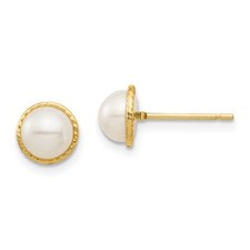 Madi K Kid's 14K 5-6mm White Button Freshwater Cultured Pearl Post Earrings