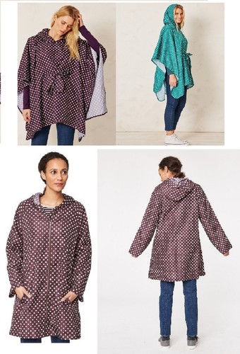 Thought Braintree Raincape Poncho Chubasquero Puntos Morado Turquesa Capa de Lluvia  - Imagen 1 de 8