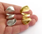 Leaf Ring Adjustable Raw brass Antique Silver Plated 17.5mm 7US inner size 3495