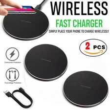 2 Pack Wireless Charger Fast Charging Pad for Samsung iPhone Xs Xr S8 S9 S10 US