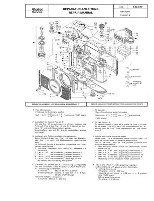 Rollei Rolleiflex SL35 Service & Repair Manual with Planar Rollei Rolleiflex SL35 Service & Repair Manual with Planar