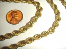 3 FEET VINTAGE SOLID BRASS 6mm. ROPE CHAIN - DIY JEWELRY MAKING  CRAFTING L949