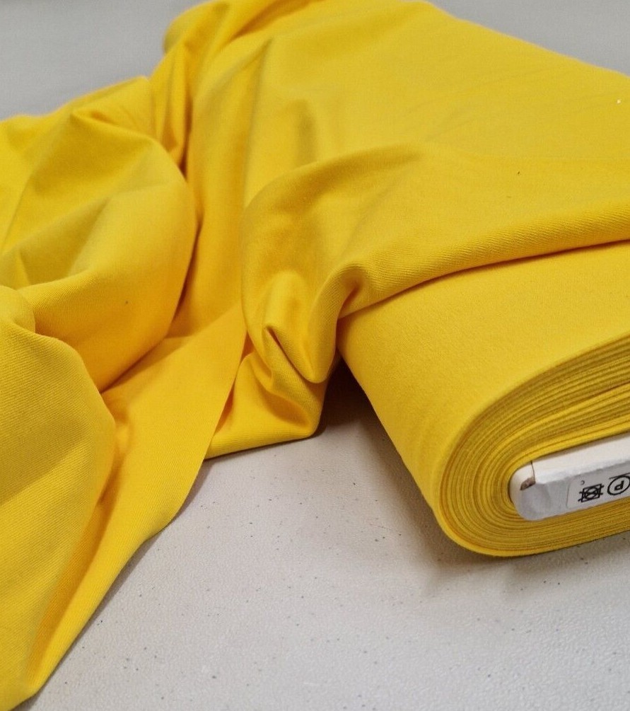 Yellow 100% Knitted Jersey Cotton Fabric Stretch Material Oeko Tex