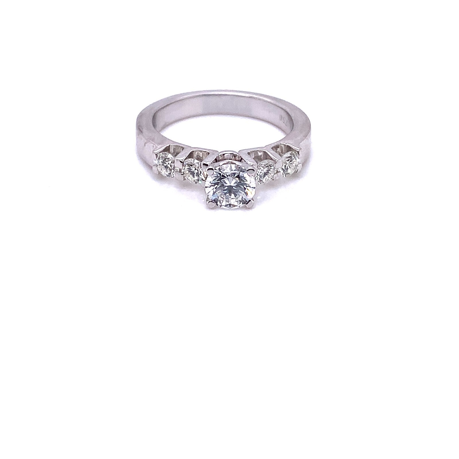 18K Solid White Gold Diamond Ring - image 1