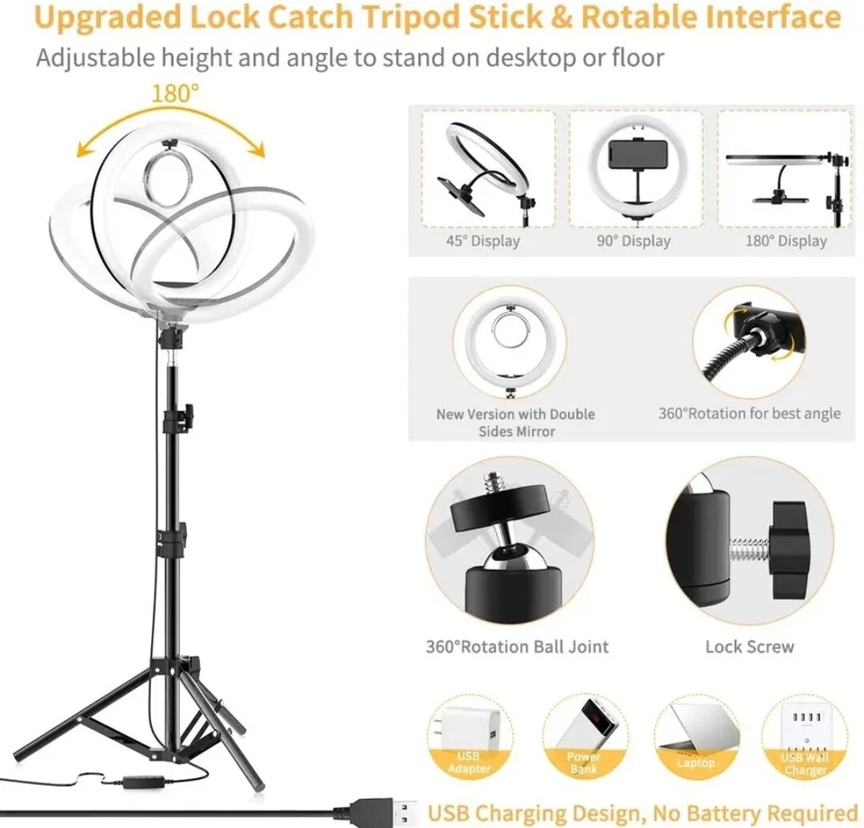 LED Selfie Ring Lighting Photographic Ring Lamp USB remote Fill Light For... - Image 3 of 4