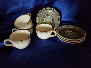 Noritake Stoneware 8627 Tandem 4 Tea Cup And Saucer Sets Ebay