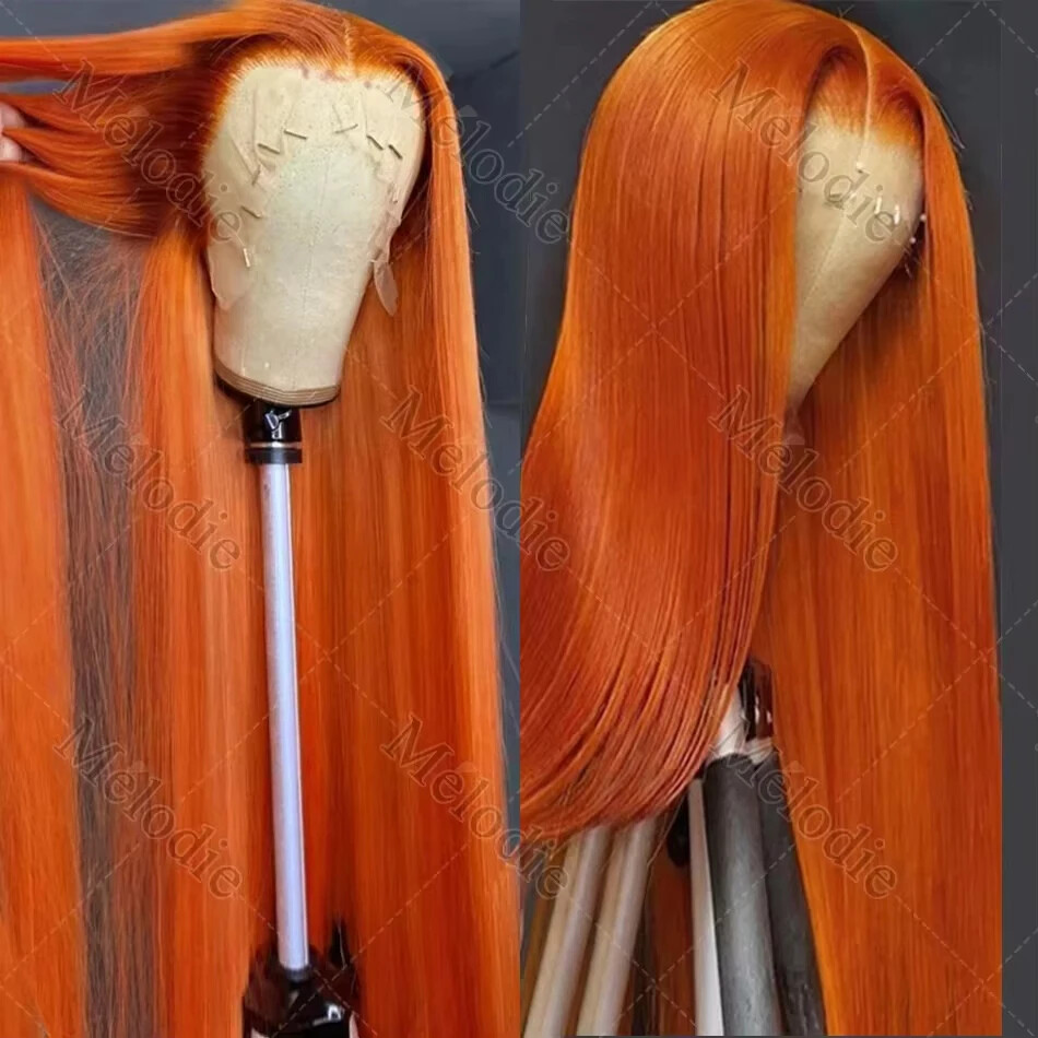 Straight Ginger Orange HD Lace Front Wig 13x6 13x4 Preplucked Human Hair