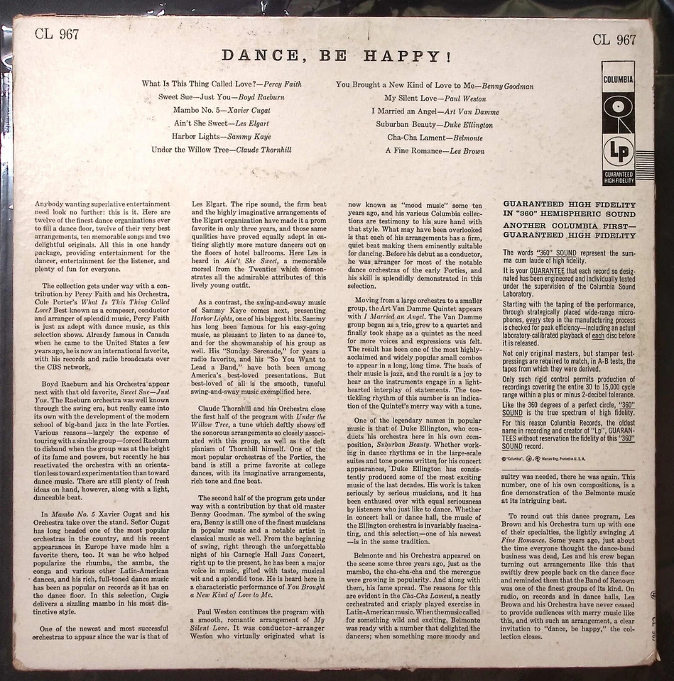 DANCE, BE HAPPY! DUKE ELLINGTON BENNY GOODMAN LES BROWN & MORE VINYL LP 181-69 - Image 2 of 4