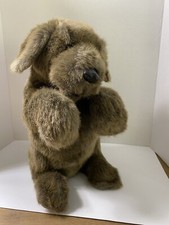 Folkmanis Sitting Dog Hand Puppet Pretend Play Plush Puppy Full Body Brown 15"