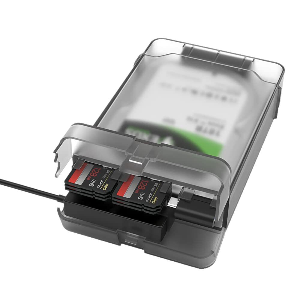 External Hard Drive Enclosure for 2.5 3.5 Inch SATA SSD HDD with SD Card Stor...-image