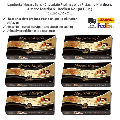 Lambertz Mozart Balls - Chocolate Pralines with Pistachio and Almond  200g x 6