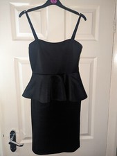Boohoo black peplum dress size 8