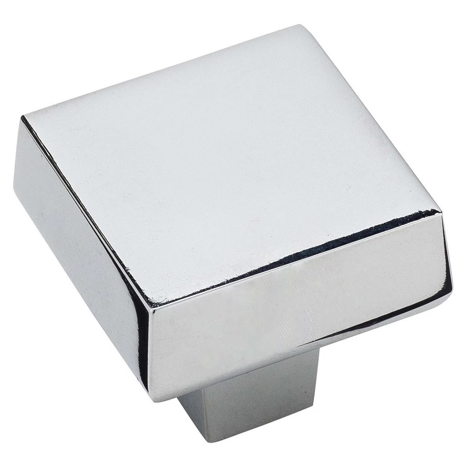 HARDWARE RESOURCES BOX OF 5- Cabinet Knobs, Contemporary Square, 1 5/16 In. Wide- Chrome