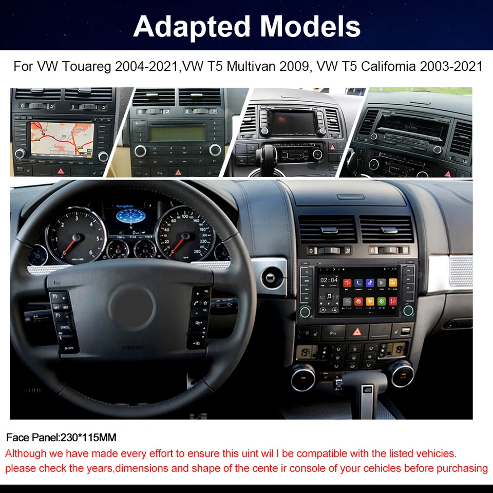 7in Android 13 Autoradio Für VW Touareg T5 Multivan Transporter CarPlay 32G GPS - Bild 2 von 4