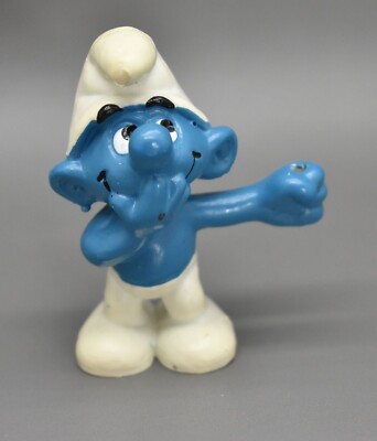 Smurfs Super Sign Smurf Vintage PVC Figure Peyo Schleich 1979 No