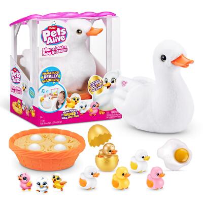 Pets Alive Mama Duck Surprise By ZURU, 4 Surprise Eggs, Baby Ducklings, 10+ Toy,