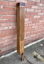 ANTIQUE FLUTED SQUARE PAINTED OAK STAIRS WOOD NEWEL POST 52 X 5 X 5