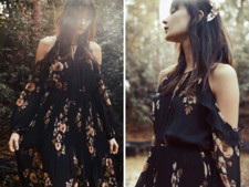 Whimsygoth Astr The Label Sheer Midi Dress Womens S Fairy Boho Romantic*