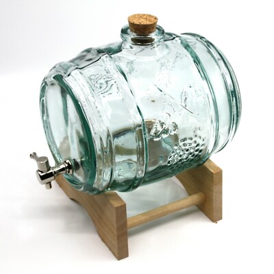 2 L GLAS WEINFASS GLASFAß WHISKY WHISKEY BARREL BARIL GLASS GESCHENK GIFT GRAVUR