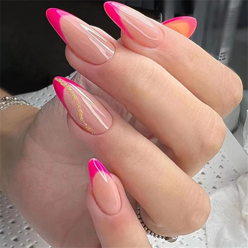 pink almond nails