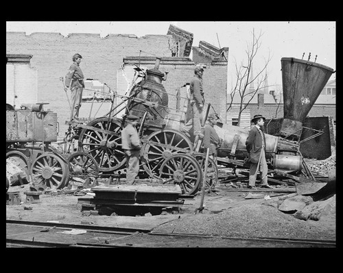Bürgerkrieg Konföderierte Zug FOTO Richmond CSA Hauptstadt Ruinen Rebell zerstört 1865 - Bild 2 von 2