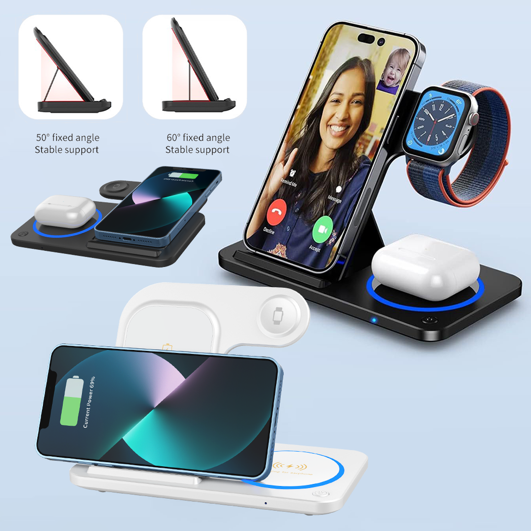 Wireless Charger 15W Fast Charging Station Pad for Apple Watch iPhone AirPods US-image