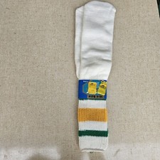 Vtg NOS 80s 3 Stripe Tube Socks 1 Pair Boys Fits 7-11 Made In USA Green Yellow