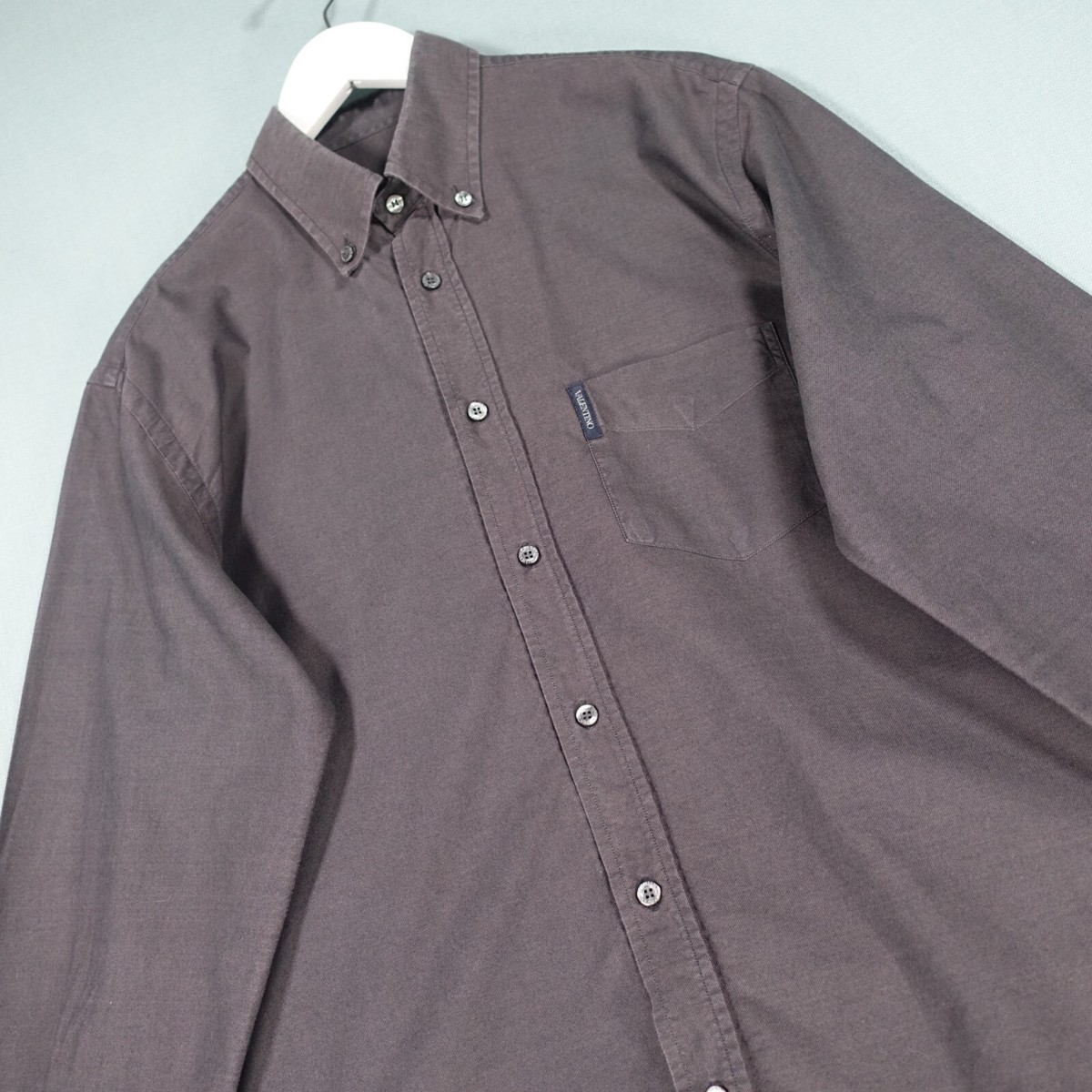 Vintage Valentino Shirt Mens Large Grey Button Down Italian Smart