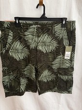 Goodfellow Co Men's Zippered Flex Waist Palm-leaf Green Cargo Shorts Size40