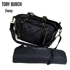 Tory Burch Black Nylon 2Way Maternity Bag Tote Diaper Mat Shoulder Strap A4