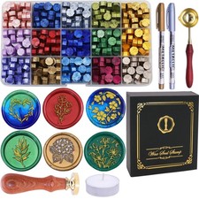 Botanical Flower Wax Seal Stamp Kit with 450pcs Sealing Wax Beads, 2 Pens and...
