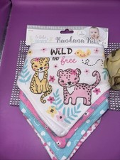 Le Bebe Favorite Girls Bandana Bibs, 0 Months, Assorted Prints, 4 Bibs Total