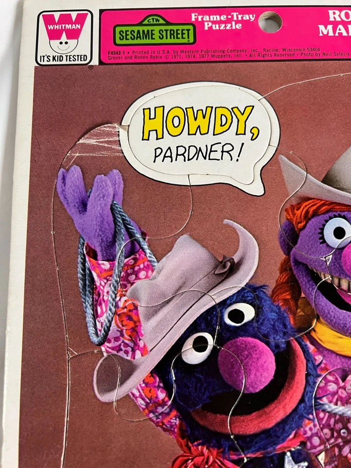 Vintage Sesame Street Frame Tray Puzzle 12 Piece Grover Rosie 1977 Whitman - Image 2 of 4